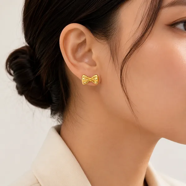 Gold_Tone_Bow_Stud_Earrings_For_Women