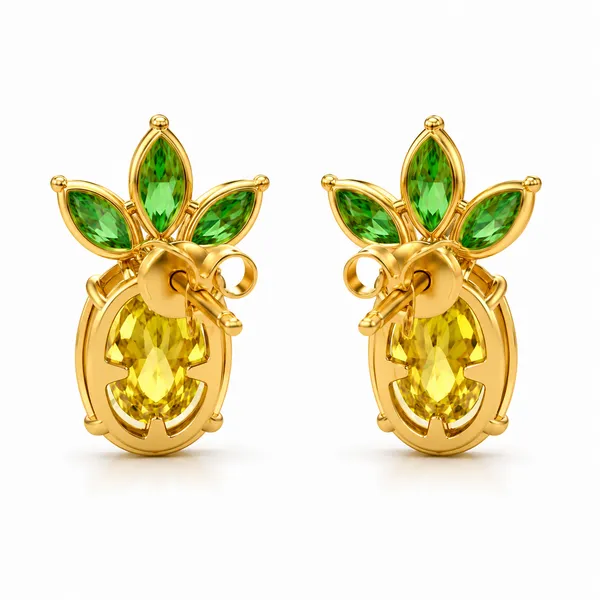 Gold_Tone_Pineapple_Stud_Earrings_For_Women