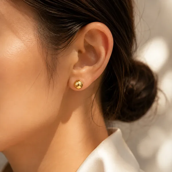 Gold_Tone_Ball_Stud_Earrings_For_Women