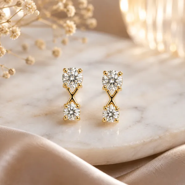 Gold_Tone_Double_Stone_Stud_Earrings_For_Women