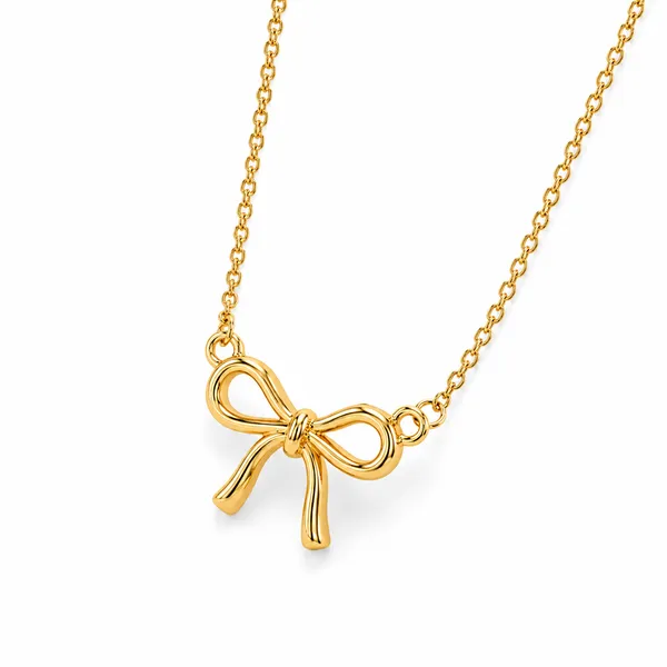 Gold-Tone_Bow_Pendant_Necklace_For_Women
