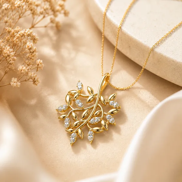 Gold_Tone_Leaf_Pendant_Necklace_For_Women
