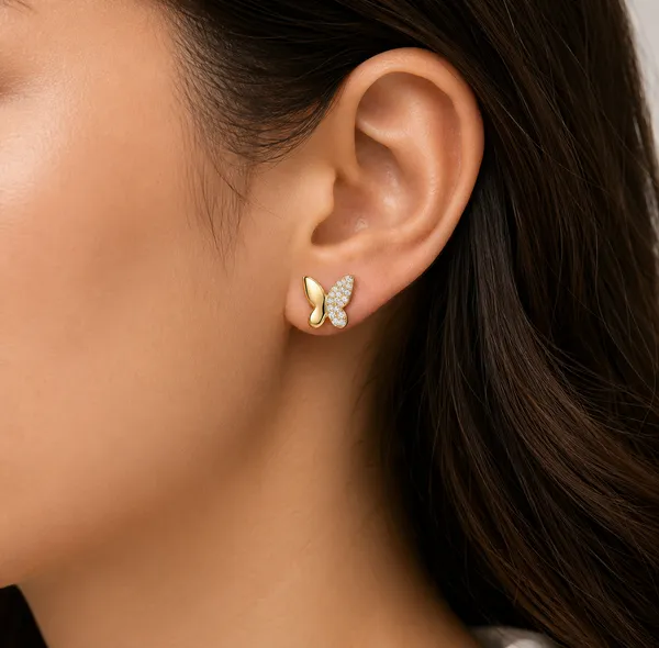 Gold_Tone_Butterfly_Stud_Earrings_For_Women