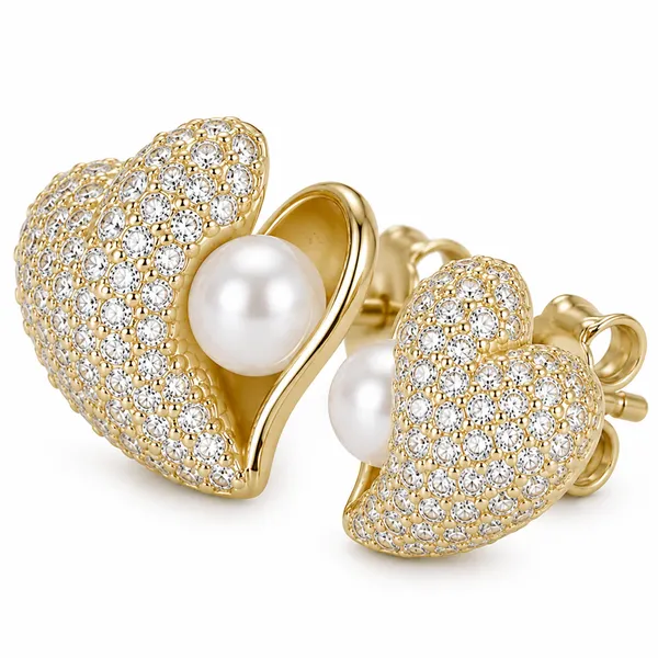 Gold_Tone_Pearl_Stud_Earrings_For_Women