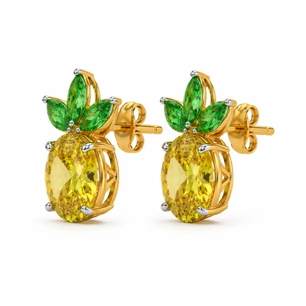 Gold_Tone_Pineapple_Stud_Earrings_For_Women