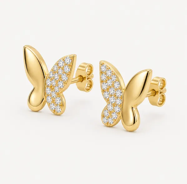 Gold_Tone_Butterfly_Stud_Earrings_For_Women