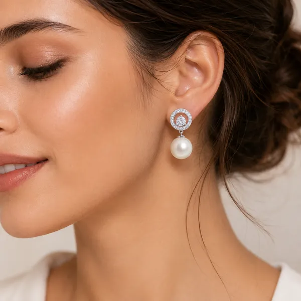 Silver_Tone_Pearl_Drop_Stud_Earrings_For_Women