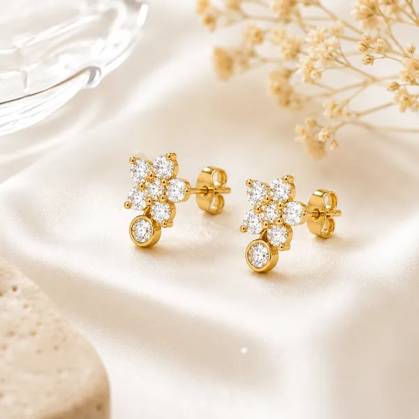 Gold_Tone_Floral_Stone_Stud_Earrings_For_Women