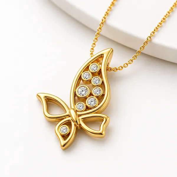 Gold_Tone_Butterfly_Pendant_Necklace_For_Women