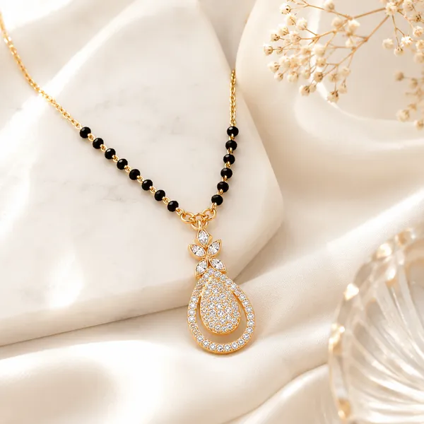 Gold-Tone_Black_Bead_Floral_Pendant_Mangalsutra_Necklace