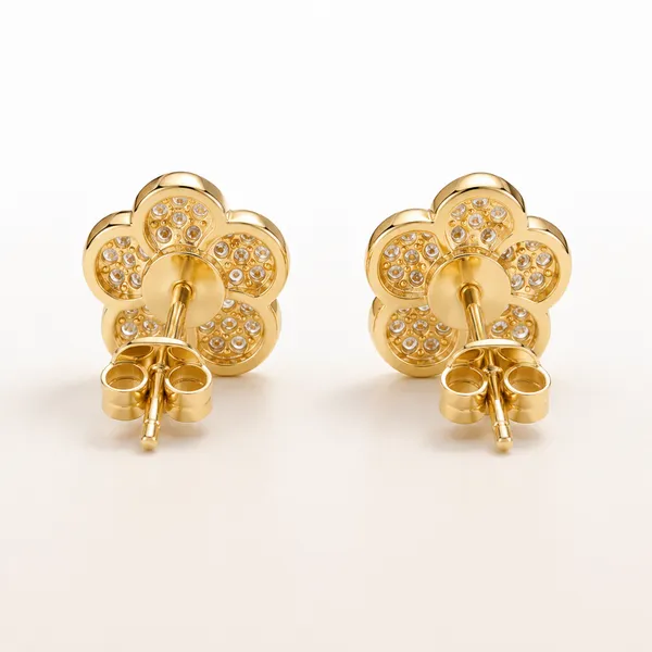 Gold_Tone_Floral_Stud_Earrings_For_Women