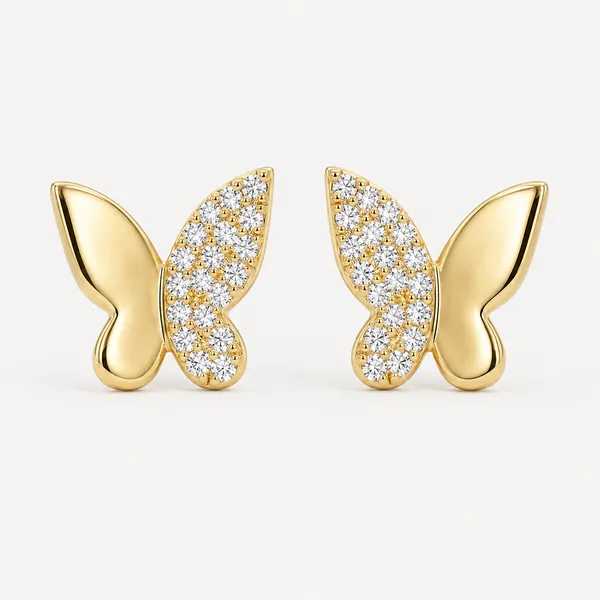 Gold_Tone_Butterfly_Stud_Earrings_For_Women