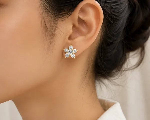 Gold_Tone_Floral_Stud_Earrings_For_Women
