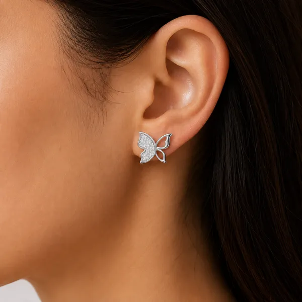 Silver_Tone_Butterfly_Stud_Earrings_For_Women