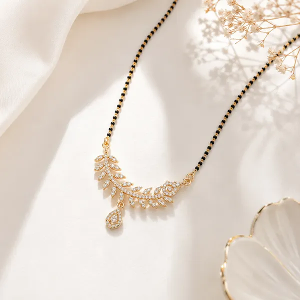 Black_Gold_Tone_Leaf_Design_Mangalsutra_Necklace_For_Women