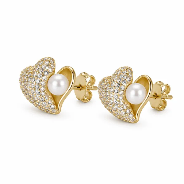 Gold_Tone_Pearl_Stud_Earrings_For_Women
