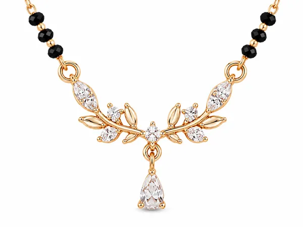 Gold_Tone_Black_Beaded_Pendant_Necklace_For_Women