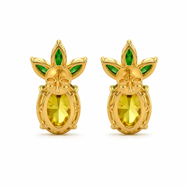 Gold_Tone_Pineapple_Stud_Earrings_For_Women