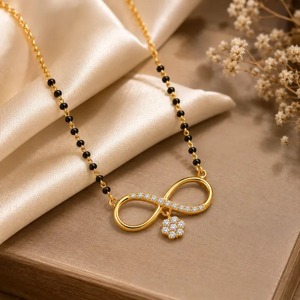 Gold_Tone_Black_Beaded_Infinity_Pendant_Mangalsutra