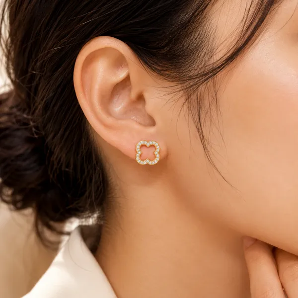 Gold_Tone_Crystal_Clover_Stud_Earrings_For_Women