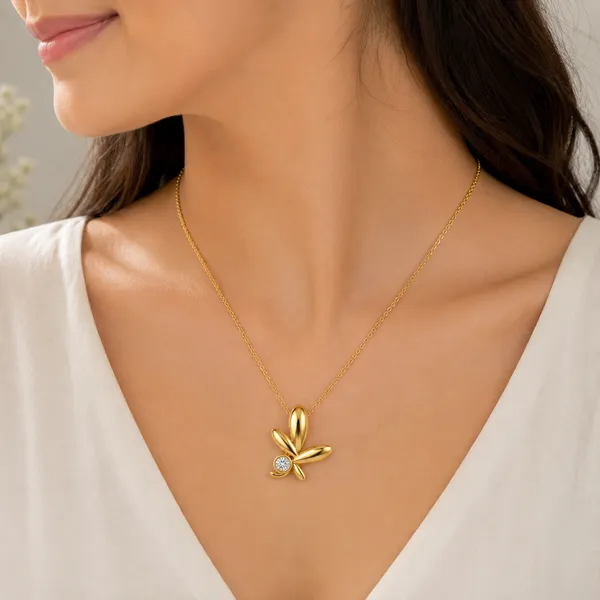 Gold_Tone_Floral_Pendant_Necklace_For_Women