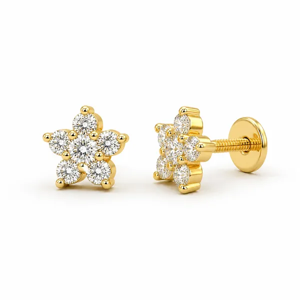 Gold_Tone_Floral_Stud_Earrings_For_Women