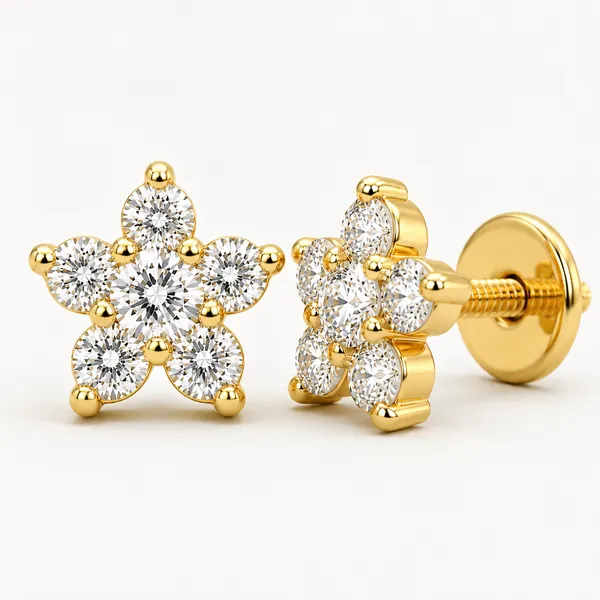 Gold_Tone_Floral_Stud_Earrings_For_Women