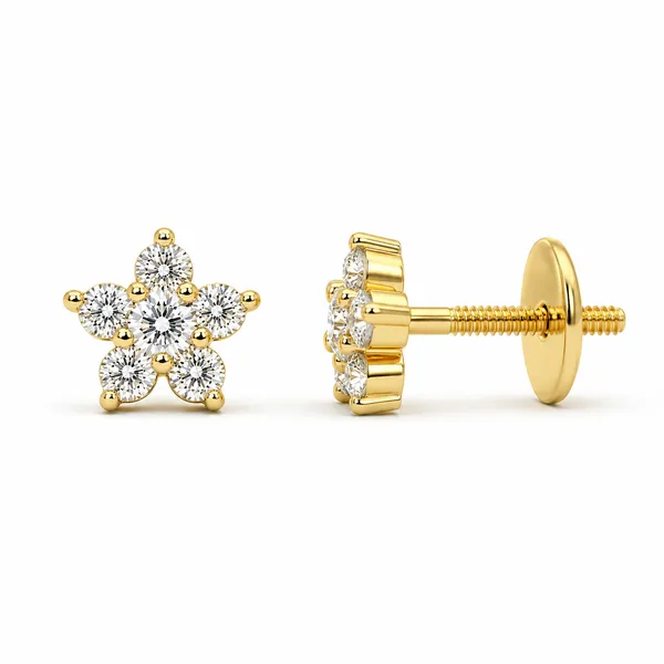 Gold_Tone_Floral_Stud_Earrings_For_Women