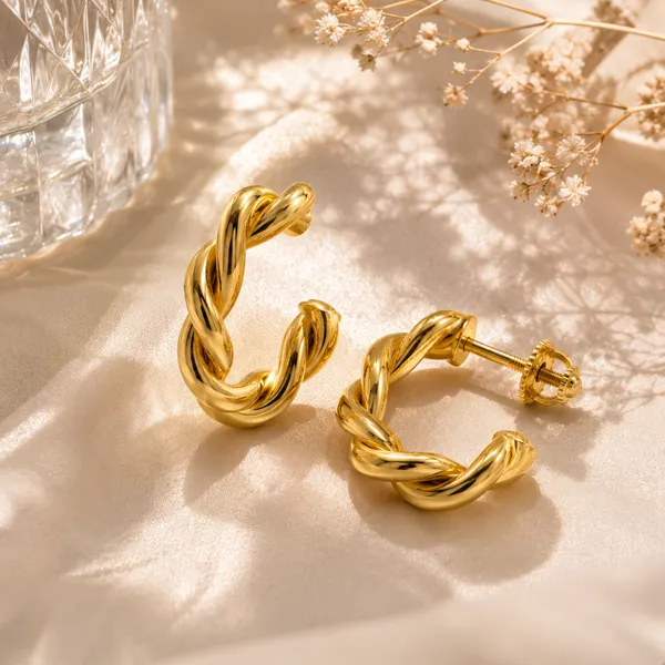 Gold-Tone_Twisted_Hoop_Earrings_For_Women
