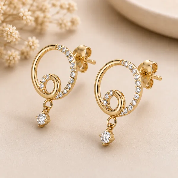 Gold_Tone_Spiral_Crystal_Drop_Earrings_For_Women