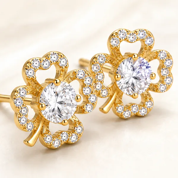Gold_Tone_Floral_Stud_Earrings_For_Women