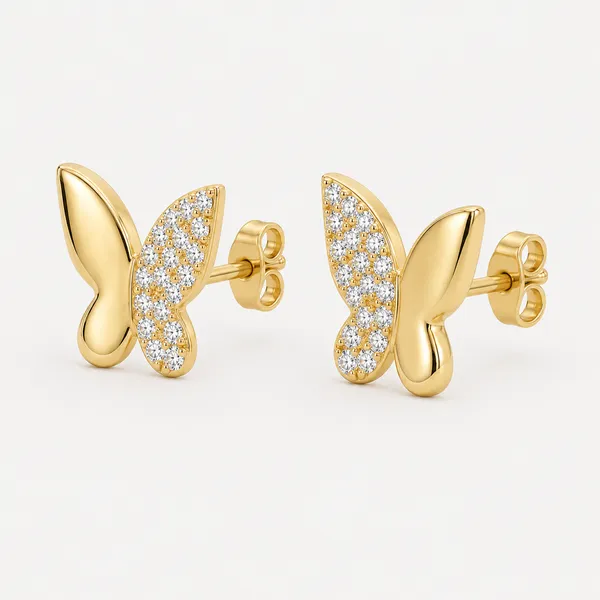 Gold_Tone_Butterfly_Stud_Earrings_For_Women