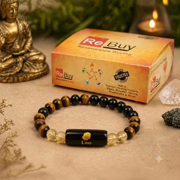 Brown_And_Black_Beaded_Leo_Bracelet_For_Men