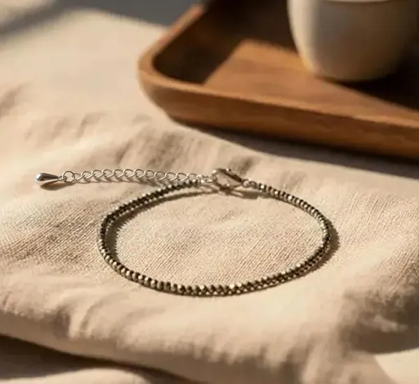 Silver_Pyrite_Beaded_Chain_Anklet_For_Women