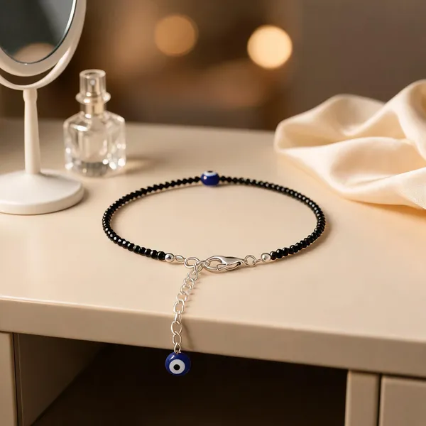 Black_Metal_Beaded_Evil_Eye_Charm_Anklet_For_Women