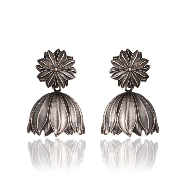 Oxidised_Lotus_Jhumki