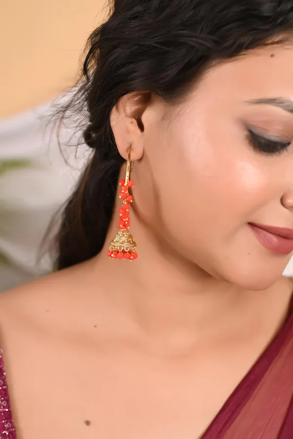 Gold_Plated_Red_Hoop_Jhumki