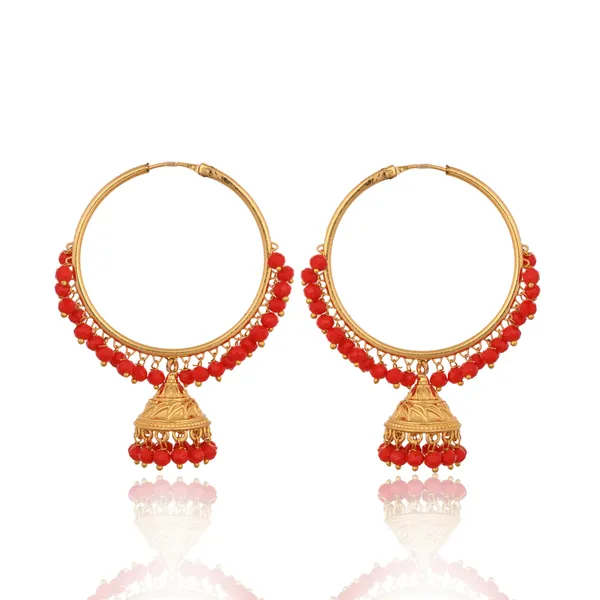 Gold_Plated_Red_Hoop_Jhumki