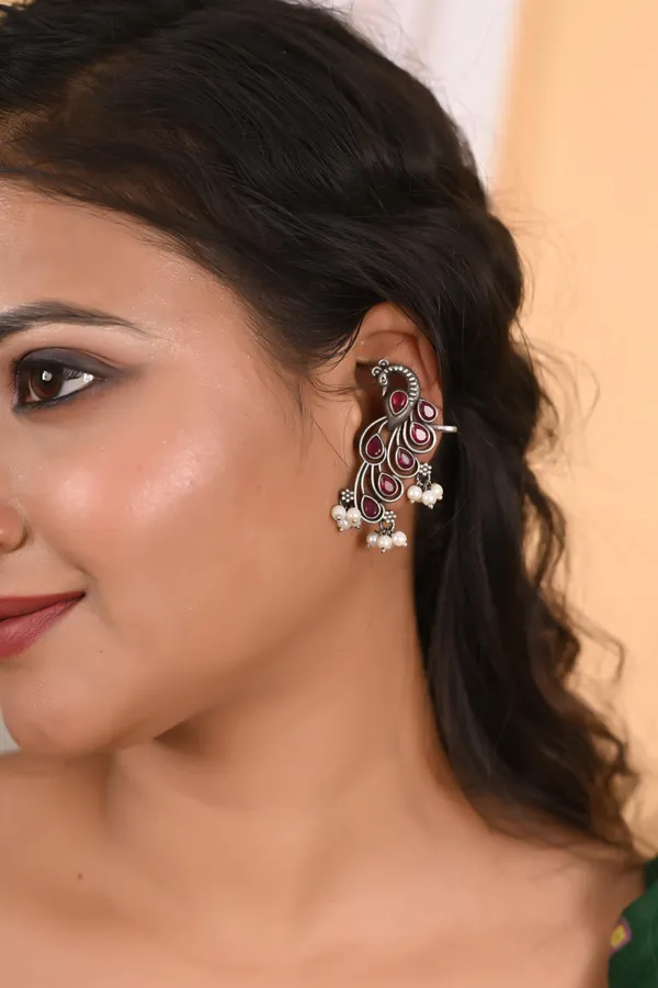 Red_Peacock_Oxidised_Ear_Cuff