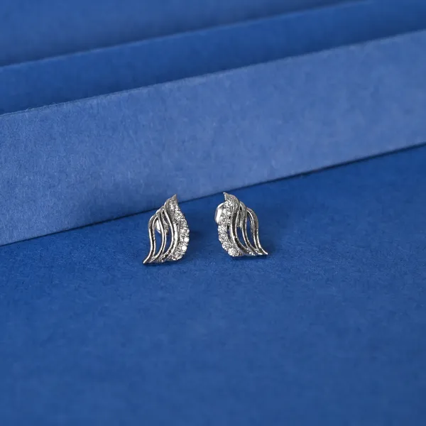 Silver__Wave_Zircon_Stud_Earrings