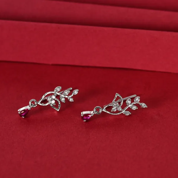 Floral_Vine_Stud_Earrings_with_Pink_Accents