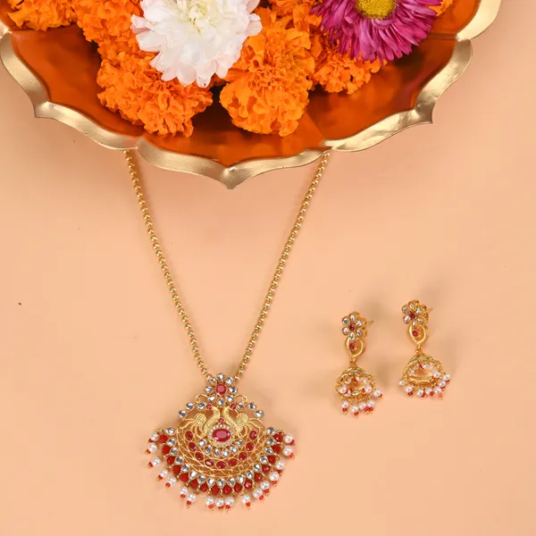 Gold_Plated_Red_Pendent_Set