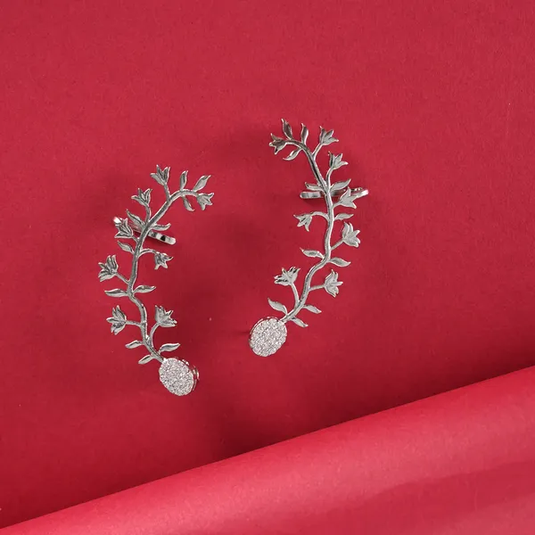 Silver_Leaf_Zircon_Studded_Earrings