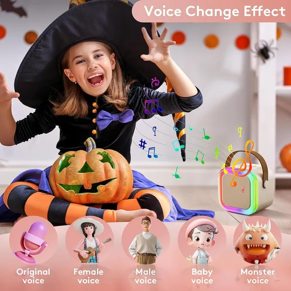 TXOR_LUNA,_Mini_Portable_Karaoke_5W_Bluetooth_LED_Speaker_with_Mic,_5-6_Hrs_Playtime_&_Voice_Changing_Effects,_Beige_Color
