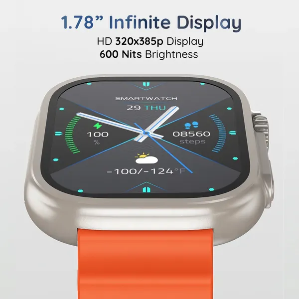 TXOR_EPIC_ULTRA,_Smart_Watch_with_BT_Calling,_Infinity_AMOLED_Split_Screen_1.78"_HD_Display_368*448px_(APP_:_WWFIT2.0),_Silver_Orange