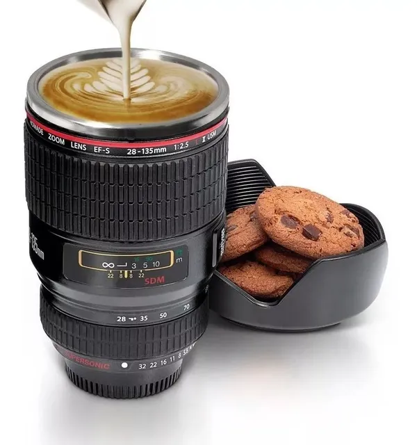 TXOR_CROXO,_Stainless_Steel_Camera_Lens_Coffee_Mug_Tumbler_with_Cookie_Holder_450_ml,_Black_Color