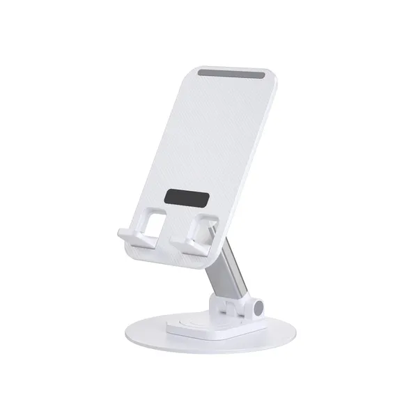 TXOR_KEG360,_Portable_Desktop_360_Rotatable,_Height_Adjustable_and_Foldable_Smart_Phone_Stand_Holder_(Compatible_:_4"_-_12.9"),_Aluminum_Metal_Base_White_Color