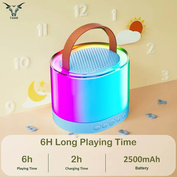 TXOR_MERAK,_Mini_Portable_Karaoke_Machine_with_1_Wireless_Mic_&_5W_Bluetooth_Large_LED_Speaker,_5-6_Hrs_Playtime_&_Voice_Changing_Effects,_Benin_Blue_Color