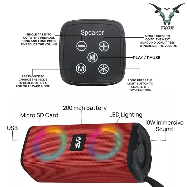 TXOR_REVOLVE,_10W_IPX5_Bluetooth_Speaker_with_TWS,_Dynamic_Powerful_Bass_and_1200_mAh_Battery,_USB_and_Memory_Card_Slot,_Red_Color