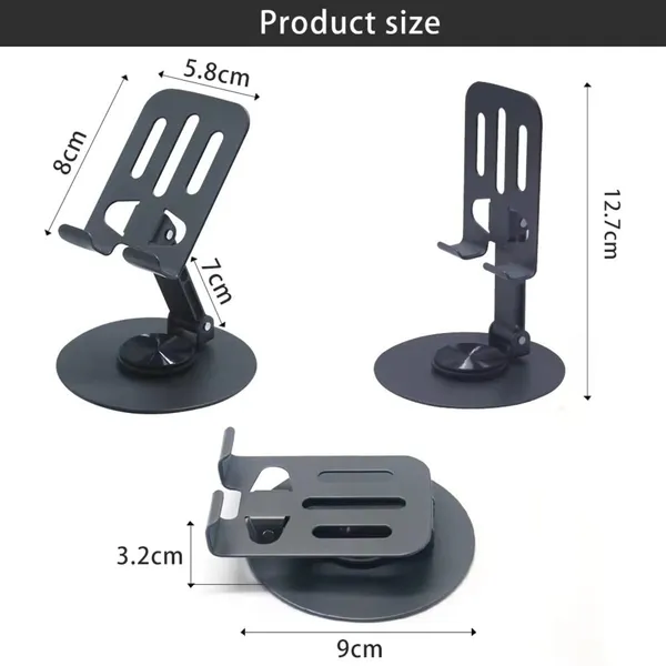 TXOR_CRIB60,_Portable_Desktop_360_Rotatable,_Height_Adjustable_&_Foldable_Smart_Phone_Stand_Holder_(Compatible_:_4"_-_12.9"),_Aluminum_Metal_Base_Grey_Color